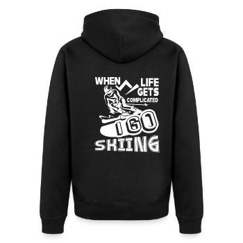 Skiing I Go Skiing When Life Gets Complicated - Unisex Premium Organic Zip Hoodie - black - Back - Nico (187cm)