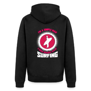 Surfing I Like Boobs And Surfing - Unisex Premium Organic Zip Hoodie - black - Back - Nico (187cm)