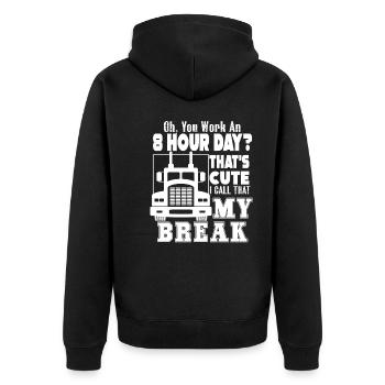 Truck Driver Truck Driver That's My Break - Unisex Premium Organic Zip Hoodie - black - Back - Nico (187cm)