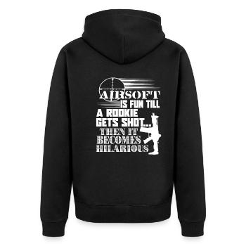 Airsoft Airsoft Is Fun - Unisex Premium Organic Zip Hoodie - black - Back - Nico (187cm)