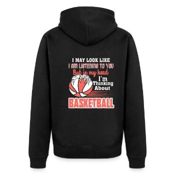 Basketball I Am Thinking About Basketball - Unisex Premium Organic Zip Hoodie - black - Back - Nico (187cm)