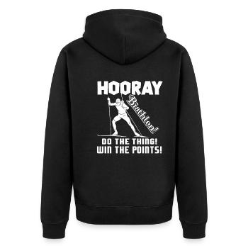 Biathlon Biathlon Do The Thing Win The Points - Unisex Premium Organic Zip Hoodie - black - Back - Nico (187cm)