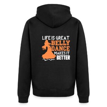 Belly Dance Belly Dance Makes Life Better - Unisex Premium Organic Zip Hoodie - black - Back - Nico (187cm)