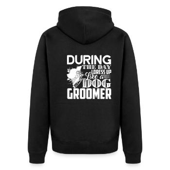 Dog Groomer Dress Up Like A Dog Groomer - Unisex Premium Organic Zip Hoodie - black - Back - Nico (187cm)