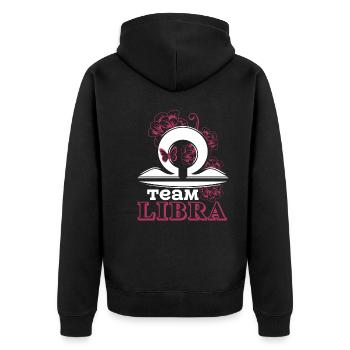 Libra Team Libra Sign Of Zodiac - Unisex Premium Organic Zip Hoodie - black - Back - Nico (187cm)