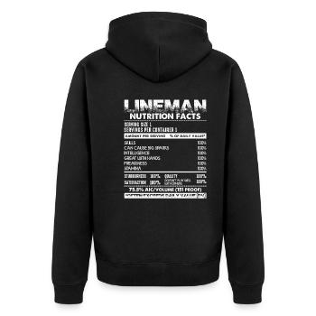 Lineman Lineman Nutrition Facts - Unisex Premium Organic Zip Hoodie - black - Back - Nico (187cm)