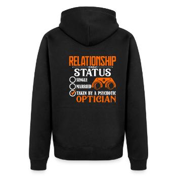 Optician Optician Relationship Status - Unisex Premium Organic Zip Hoodie - black - Back - Nico (187cm)