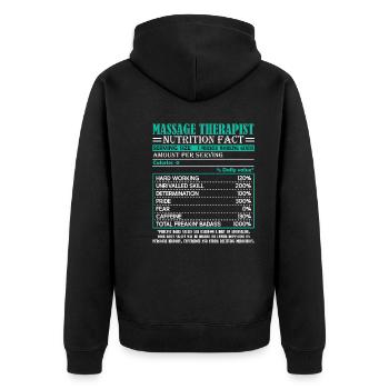 Massage Therapist Nutrition Facts - Unisex Premium Organic Zip Hoodie - black - Back - Nico (187cm)
