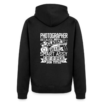 Photographer Photographer Job Title - Unisex Premium Organic Zip Hoodie - black - Back - Nico (187cm)