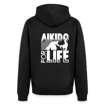 Aikido AiKido For Life - Unisex Premium Organic Zip Hoodie - black - Back - Nico (187cm)