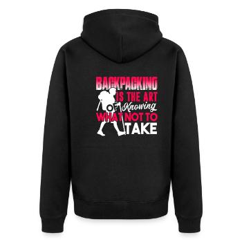 Backpacking Backpacking Is The Art Of Knowing - Unisex Premium Organic Zip Hoodie - black - Back - Nico (187cm)