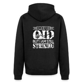 Bowling Bowling I Am Still Striking - Unisex Premium Organic Zip Hoodie - black - Back - Nico (187cm)