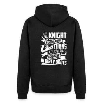Carpenter My Knight Turns Out To Be A Carpenter - Unisex Premium Organic Zip Hoodie - black - Back - Nico (187cm)