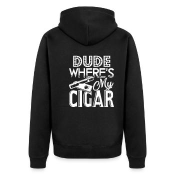 Cigar Smoking Cigar Smoking Dude Where's My Cigar - Unisex Premium Organic Zip Hoodie - black - Back - Nico (187cm)