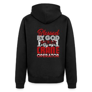 Crane Operator Spoiled By My Crane Operator - Unisex Premium Organic Zip Hoodie - black - Back - Nico (187cm)