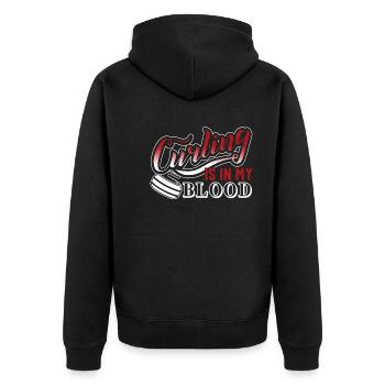 Curling Curling Is In My Blood - Unisex Premium Organic Zip Hoodie - black - Back - Nico (187cm)
