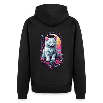 Chat de nuit en Pastel Goth, Design esthétique - Veste à capuche bio Premium Unisexe - noir - Dos - Nico (187cm)