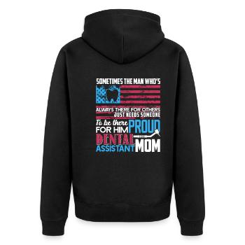 Dental Assistant Proud Dental Assistant Mom - Unisex Premium Organic Zip Hoodie - black - Back - Nico (187cm)