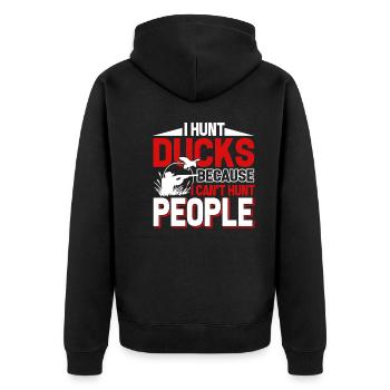 Duck Hunting I Hunt Duck - Unisex Premium Organic Zip Hoodie - black - Back - Nico (187cm)