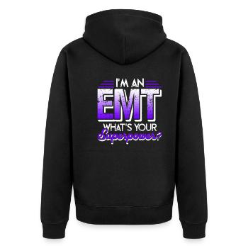 EMT I'm An EMT What's Your Superpower - Unisex Premium Organic Zip Hoodie - black - Back - Nico (187cm)