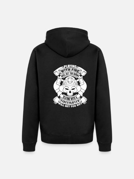 Firefighter Playing With A Firefighter - Unisex Premium Organic Zip Hoodie - black