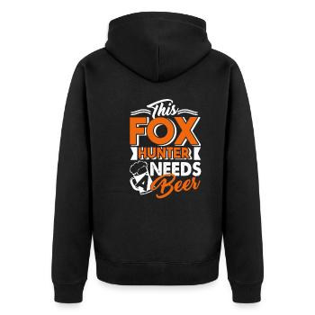 Fox Hunter Fox Hunter Needs A Beer - Unisex Premium Organic Zip Hoodie - black - Back - Nico (187cm)