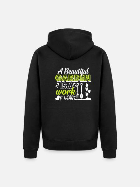 Gardening Gardening Is A Work Of Heart - Unisex Premium Organic Zip Hoodie - black