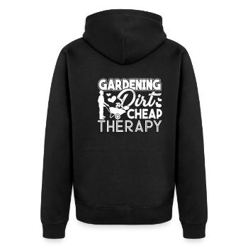 Gardening Gardening Dirt Cheap Therapy - Unisex Premium Organic Zip Hoodie - black - Back - Nico (187cm)