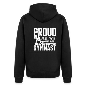 Gymnast Proud Aunt of an Awesome Gymnast - Unisex Premium Organic Zip Hoodie - black - Back - Nico (187cm)