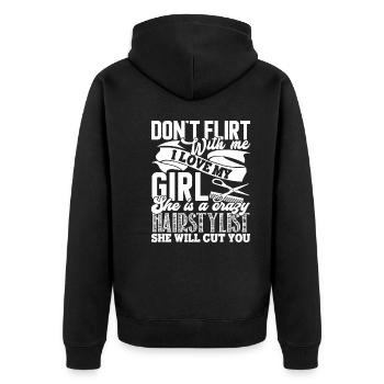 Hair Stylist My Girl Is A Crazy Hair Stylist - Unisex Premium Organic Zip Hoodie - black - Back - Nico (187cm)