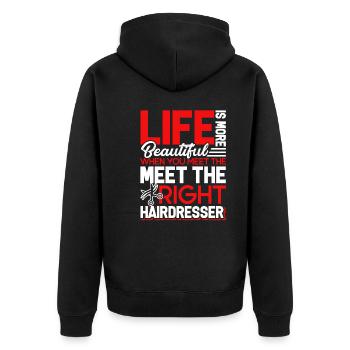 Hair Stylist Meet The Right Hair Stylist - Unisex Premium Organic Zip Hoodie - black - Back - Nico (187cm)