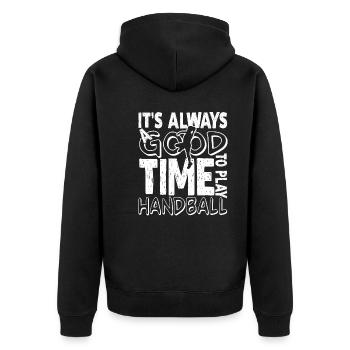 Handball Good Time To Play Handball - Unisex Premium Organic Zip Hoodie - black - Back - Nico (187cm)