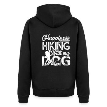 Hiking Happiness Is Hiking With My Dog - Unisex Premium Organic Zip Hoodie - black - Back - Nico (187cm)