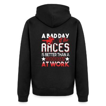 Horse Racing A Bad Day At Horse Racing - Unisex Premium Organic Zip Hoodie - black - Back - Nico (187cm)
