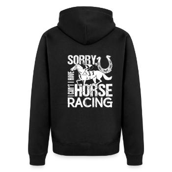 Horse Racing I Have Horse Racing - Unisex Premium Organic Zip Hoodie - black - Back - Nico (187cm)