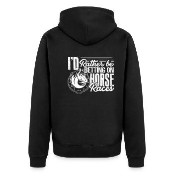 Horse Racing I'd Rather Be Betting On Horse Racing - Unisex Premium Organic Zip Hoodie - black - Back - Nico (187cm)