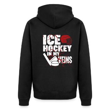 Ice Hockey Ice Hockey In My Veins - Unisex Premium Organic Zip Hoodie - black - Back - Nico (187cm)