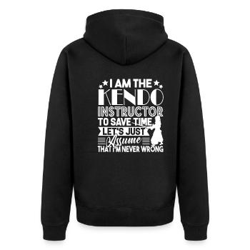 Kendo I Am The Kendo Instructor - Unisex Premium Organic Zip Hoodie - black - Back - Nico (187cm)
