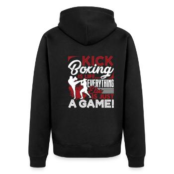 Kickboxing Kickboxing Is Life - Unisex Premium Organic Zip Hoodie - black - Back - Nico (187cm)