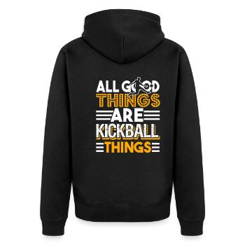 Kickball All God Things Are Kickball Things - Unisex Premium Organic Zip Hoodie - black - Back - Nico (187cm)