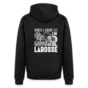 Lacrosse I'm Gonna Play Lacrosse - Unisex Premium Organic Zip Hoodie - black - Back - Nico (187cm)