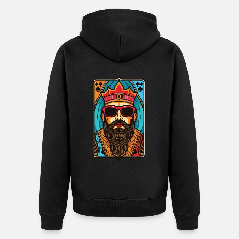 König Krone Kopf Cool - Unisex Premium Bio Zip Hoodie - Schwarz