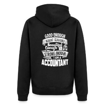 Accountant Strong Accountant - Unisex Premium Organic Zip Hoodie - black - Back - Nico (187cm)