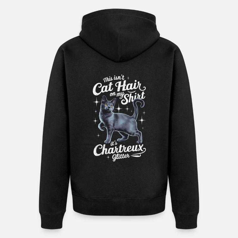 Katze Chartreux Geschenk - Unisex Premium Bio Zip Hoodie - Schwarz