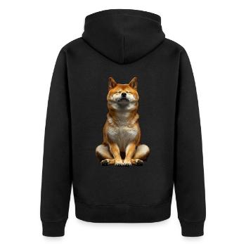 Shiba Inu - Unisex Premium Bio Zip Hoodie - Schwarz - Hinten - Nico (187cm)