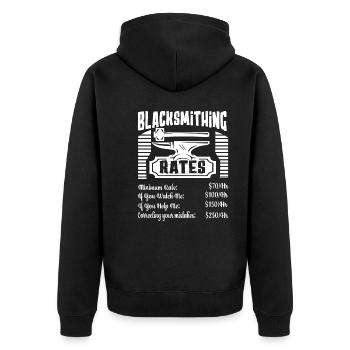 Blacksmith Blacksmithing Rates - Unisex Premium Organic Zip Hoodie - black - Back - Nico (187cm)