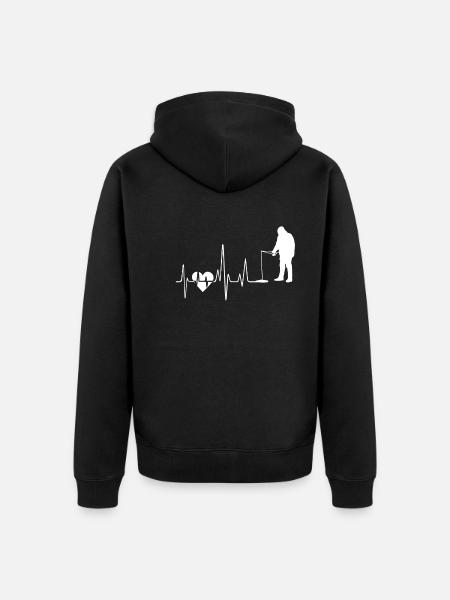 Fishing Heartbeat - Unisex Premium Organic Zip Hoodie - black