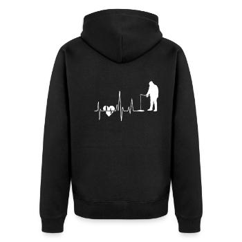 Funny Fishing Heartbeat - Unisex Premium Organic Zip Hoodie - black - Back - Nico (187cm)