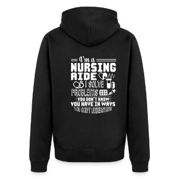 Nursing Aide I am A Nursing Aide - Unisex Premium Organic Zip Hoodie - black - Back - Nico (187cm)