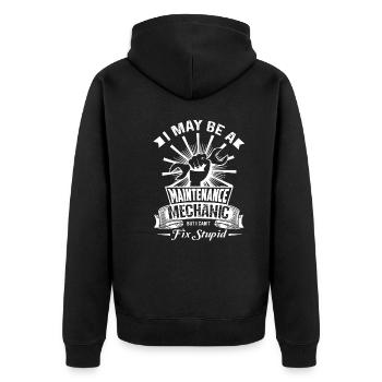 Maintenance Mechanic Cannot Fix Stupid - Unisex Premium Organic Zip Hoodie - black - Back - Nico (187cm)